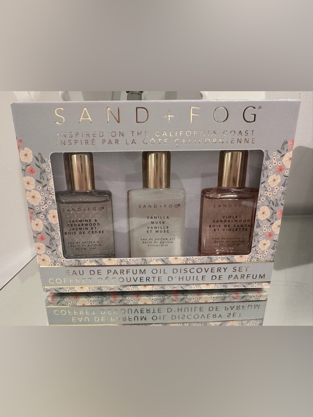 Sand + Fog Eau de Parfum Set Jasmin & Cedarwood, Vanilla Musk, Violet Sandlewood